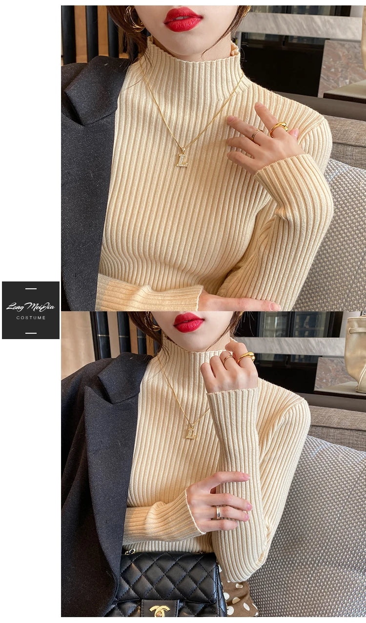 FatyBelle Women’s Striped Sweater – Autumn Winter Long Sleeve O-Neck Pullover