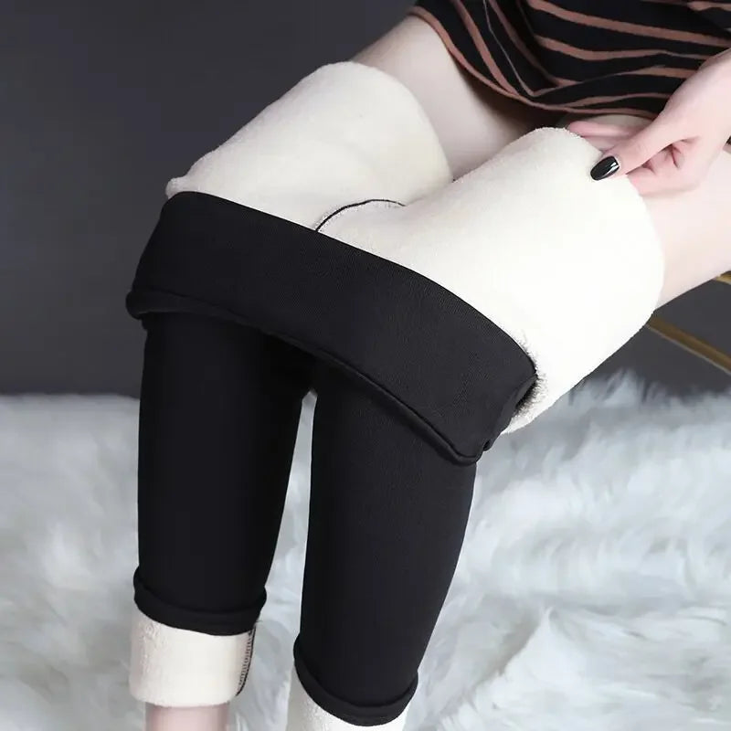 Women's High Waist Thermal Leggings - Warm Fleece Lining for Autumn and Winter | Stretchy, Comfortable, and Slim Fit